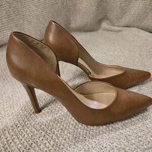 Cognac Pointed-Toe Heels